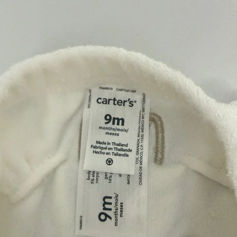 Carters Baby 9 Months Farm Animal Bodysuit and Velour Cow Pants Set White Cotton